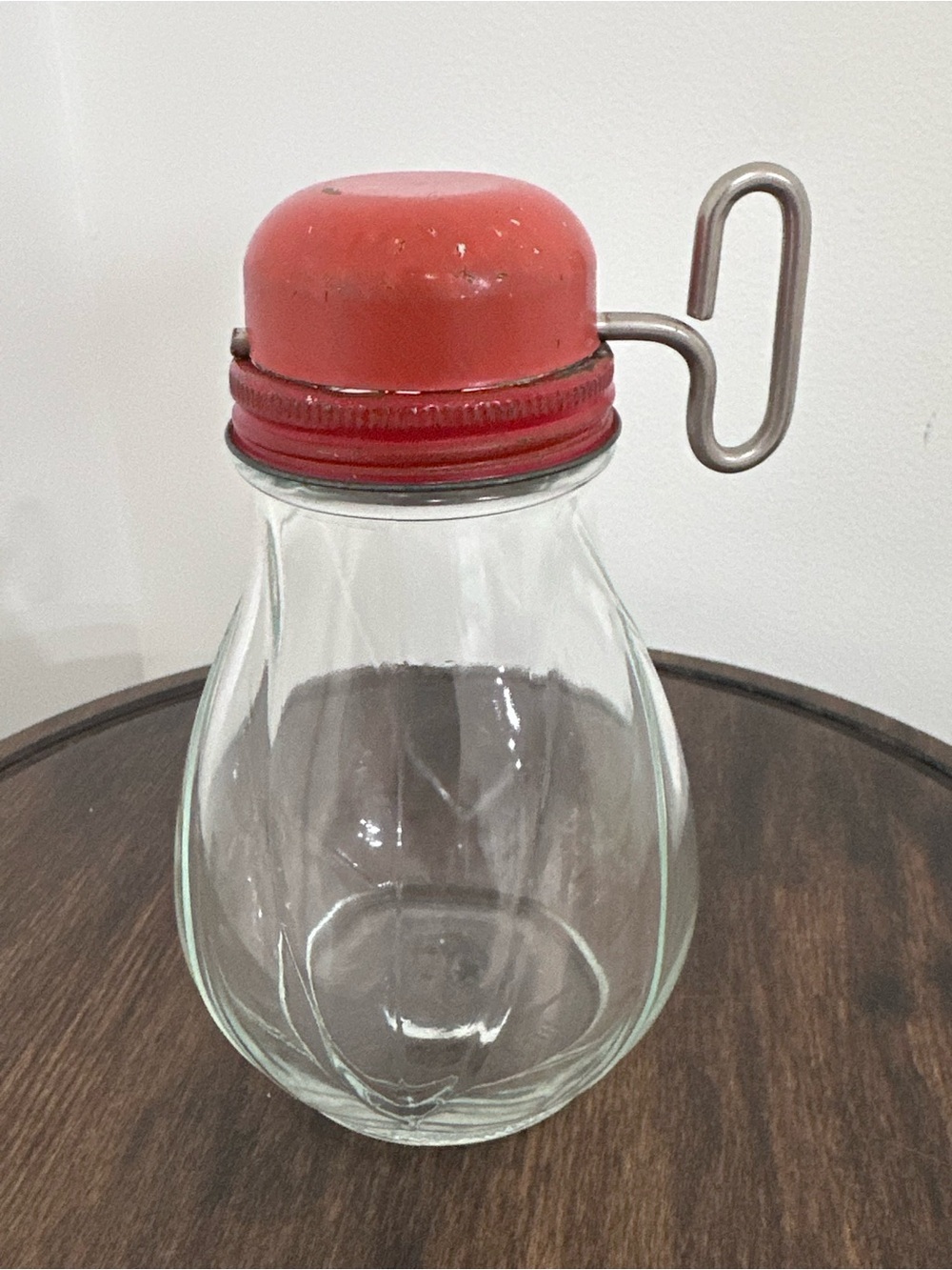 Vintage Federal Tool Corp Nut Chopper Red Metal Lid Grinder Glass Jar 1940s